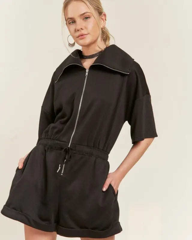 Terry Zip Front Romper