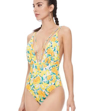 TEXTURED LEMON MESH ONE PIECE