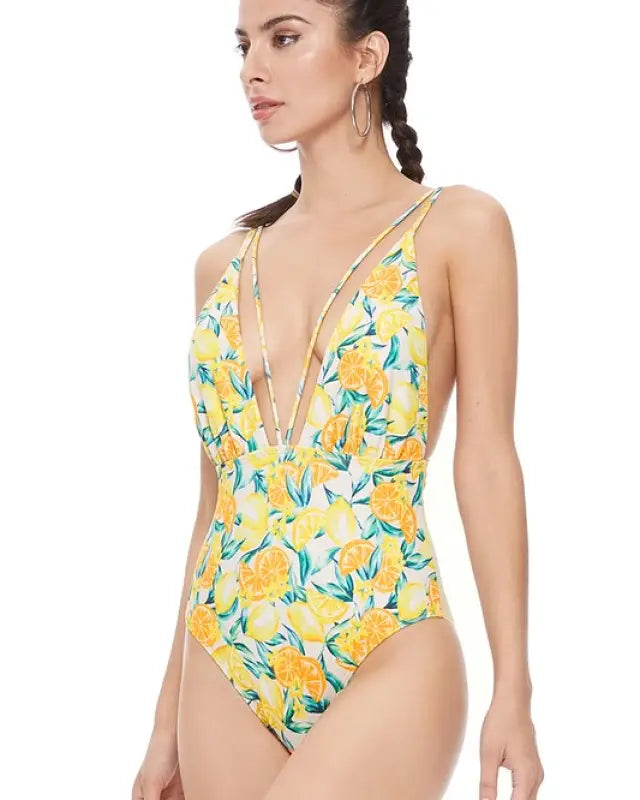 TEXTURED LEMON MESH ONE PIECE