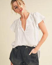 Thia Embroidered Short Sleeve Top