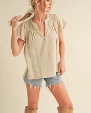 Thia Embroidered Short Sleeve Top