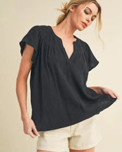 Thia Embroidered Short Sleeve Top