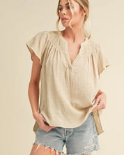 Thia Embroidered Short Sleeve Top