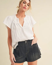 Thia Embroidered Short Sleeve Top