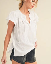 Thia Embroidered Short Sleeve Top