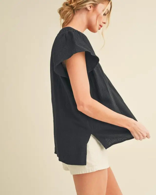 Thia Embroidered Short Sleeve Top