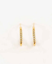 Thin Stone Hoop Earrings - Gold / OS