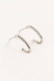 Thin Stone Hoop Earrings