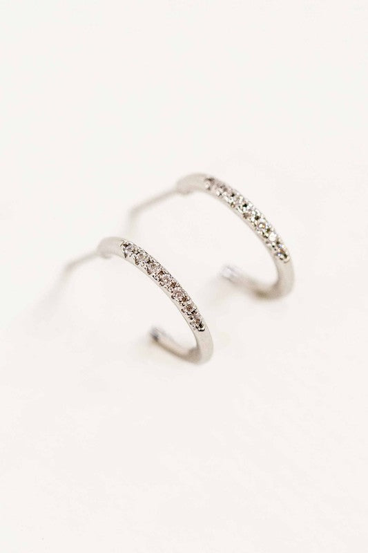 Thin Stone Hoop Earrings