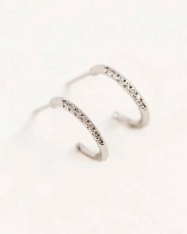 Thin Stone Hoop Earrings