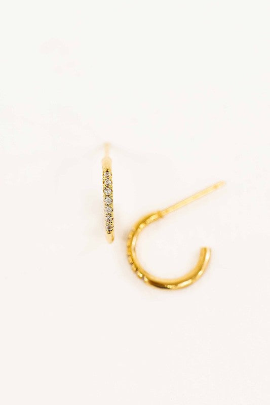 Thin Stone Hoop Earrings