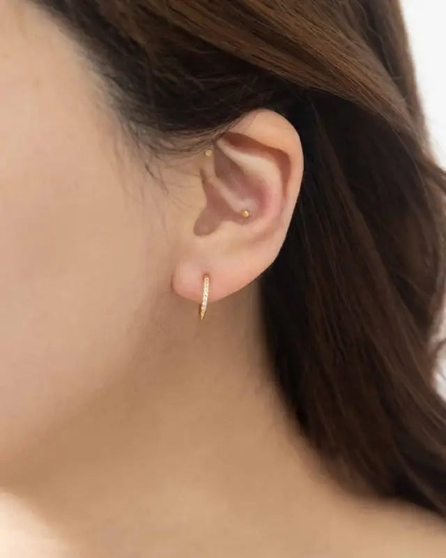 Thin Stone Hoop Earrings