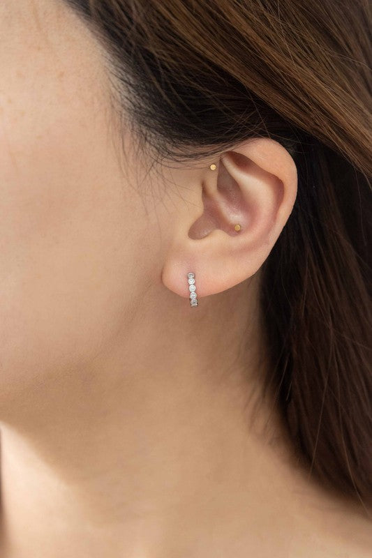 Thin Stone Hoop Earrings