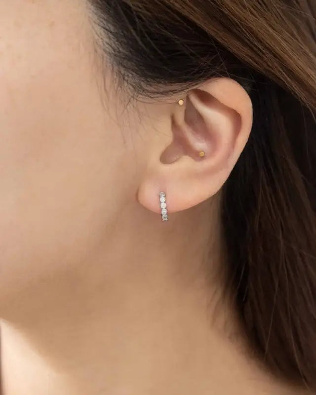 Thin Stone Hoop Earrings