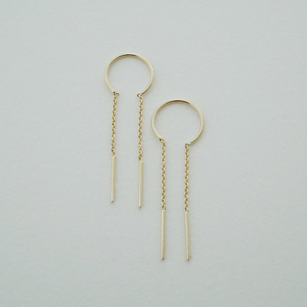 Threader Drop Bar Earrings - Gold / One Size