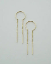 Threader Drop Bar Earrings - Gold / One Size