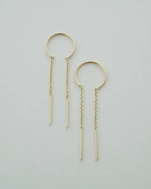 Threader Drop Bar Earrings - Gold / One Size