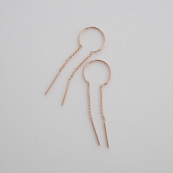 Threader Drop Bar Earrings - Rose Gold / One Size