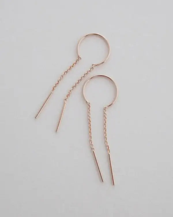 Threader Drop Bar Earrings - Rose Gold / One Size