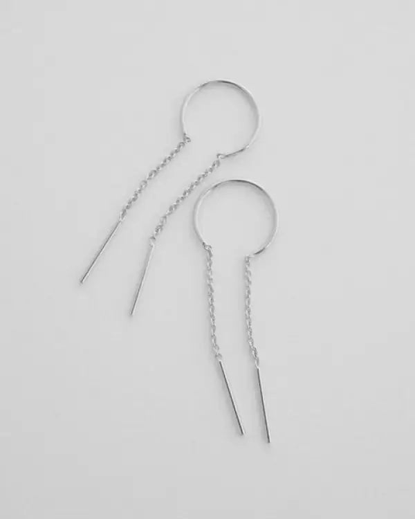 Threader Drop Bar Earrings - Silver / One Size