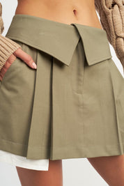 Tiara Fold Over Waist Pleated Mini Skirt