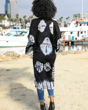 Tie-Dye Longline Kimono With Full Sleeves