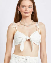 Tie Front Spaghetti Strap Cropped Top