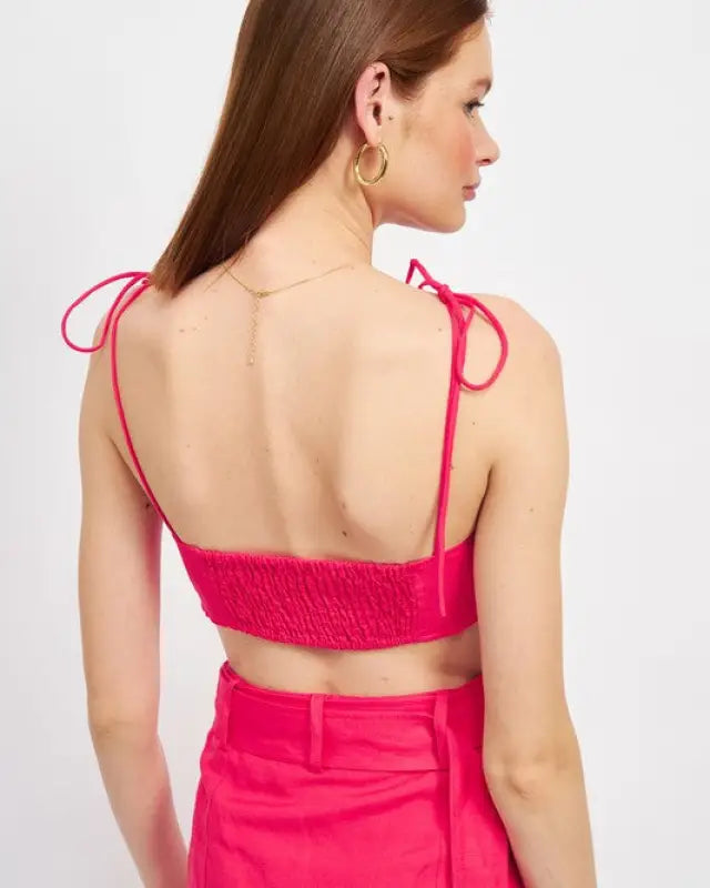 Tie Front Spaghetti Strap Cropped Top