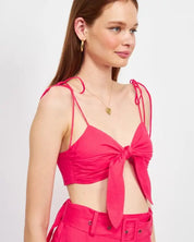 Tie Front Spaghetti Strap Cropped Top