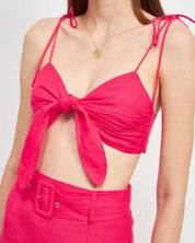 Tie Front Spaghetti Strap Cropped Top