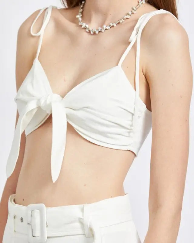 Tie Front Spaghetti Strap Cropped Top