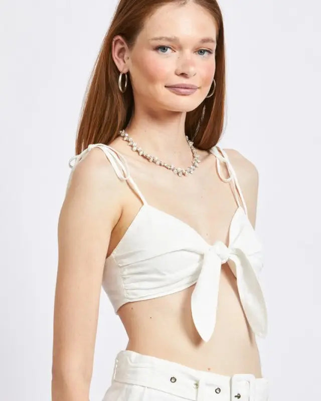 Tie Front Spaghetti Strap Cropped Top