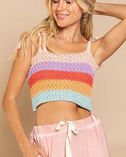 Tie-shoulder Sweater Crop Tank Top