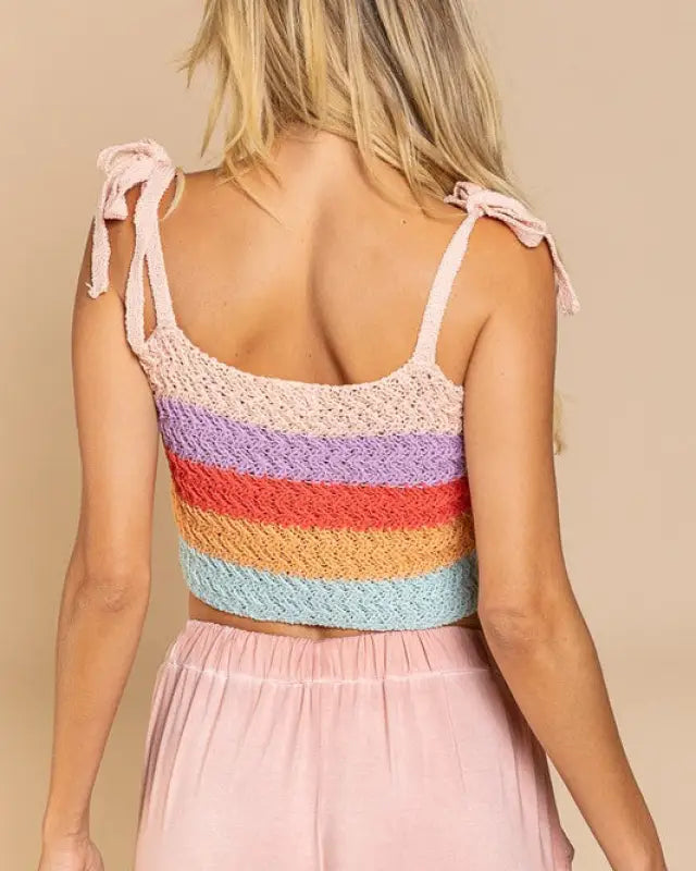 Tie-shoulder Sweater Crop Tank Top