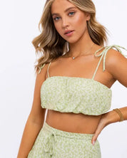 Tie Strap Ruched Crop Top