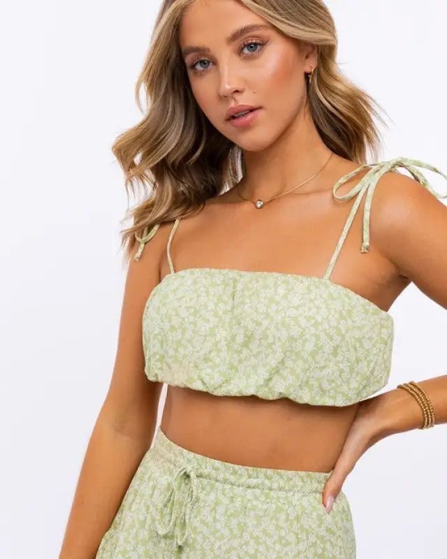 Tie Strap Ruched Crop Top