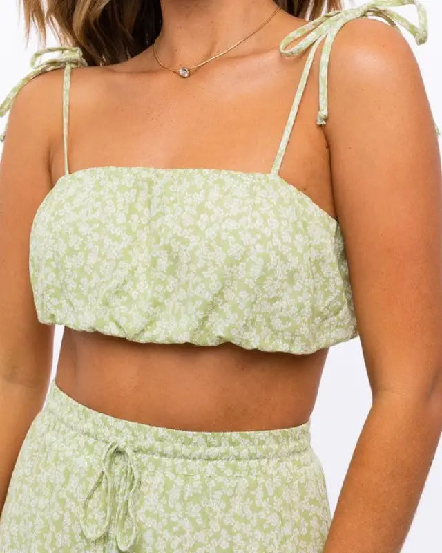 Tie Strap Ruched Crop Top