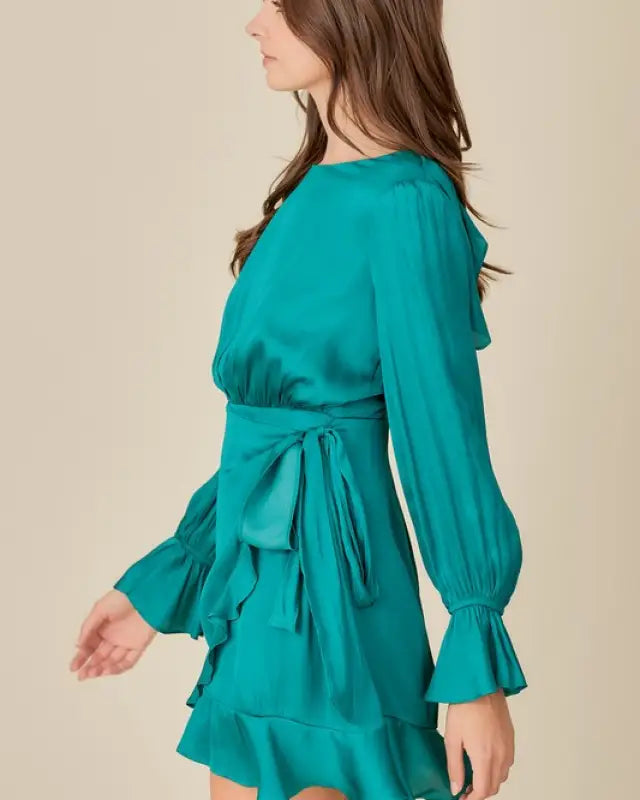 Tie Waist Ruffle Dress