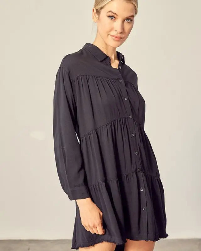 Tiered Mini Shirtdress