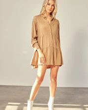 Tiered Mini Shirtdress