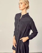 Tiered Mini Shirtdress