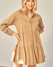 Tiered Mini Shirtdress