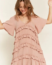 TIERED RUFFLE MINI DRESS