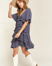 TIERED RUFFLE MINI DRESS