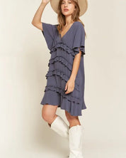 TIERED RUFFLE MINI DRESS