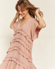 TIERED RUFFLE MINI DRESS