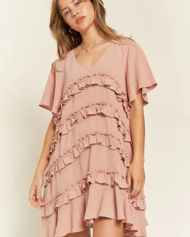 TIERED RUFFLE MINI DRESS