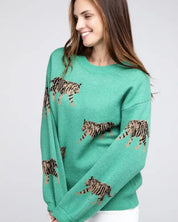 Tiger Pattern Sweater - JADE / S