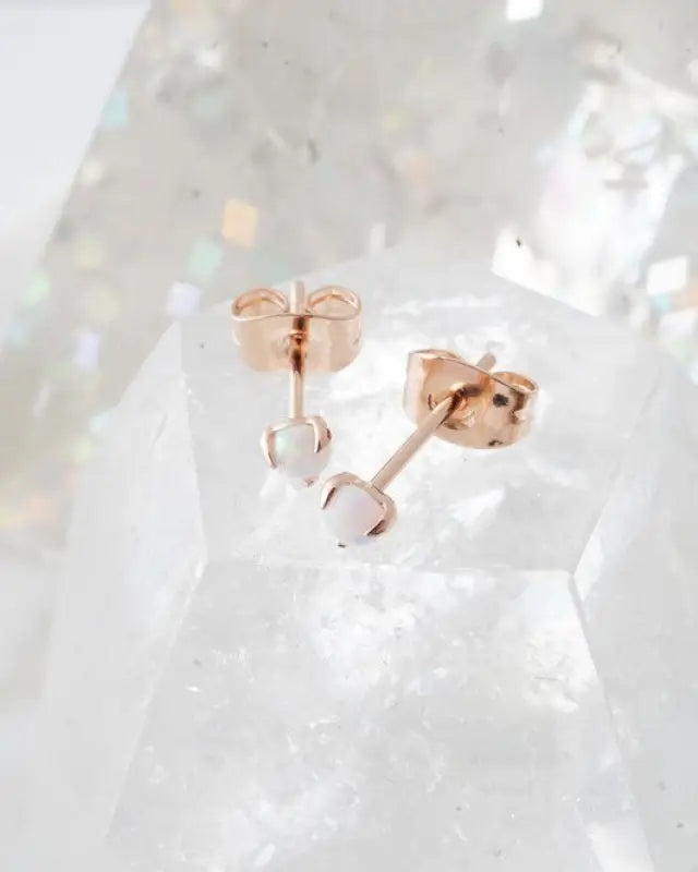 Tiny Opal Orb Solitaire Studs