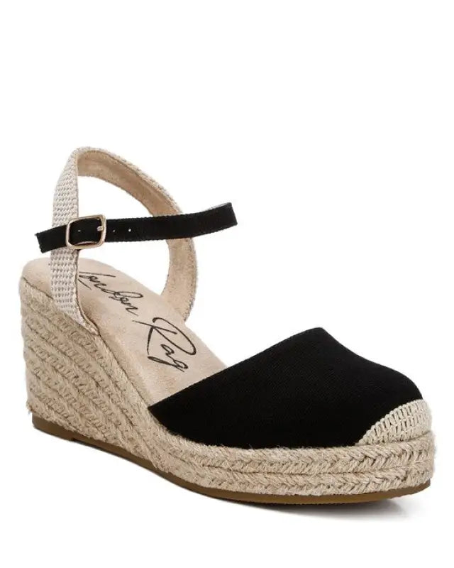 Trand Wedge Espadrille Sandals - Black / US - 5 UK - 3 EU - 36